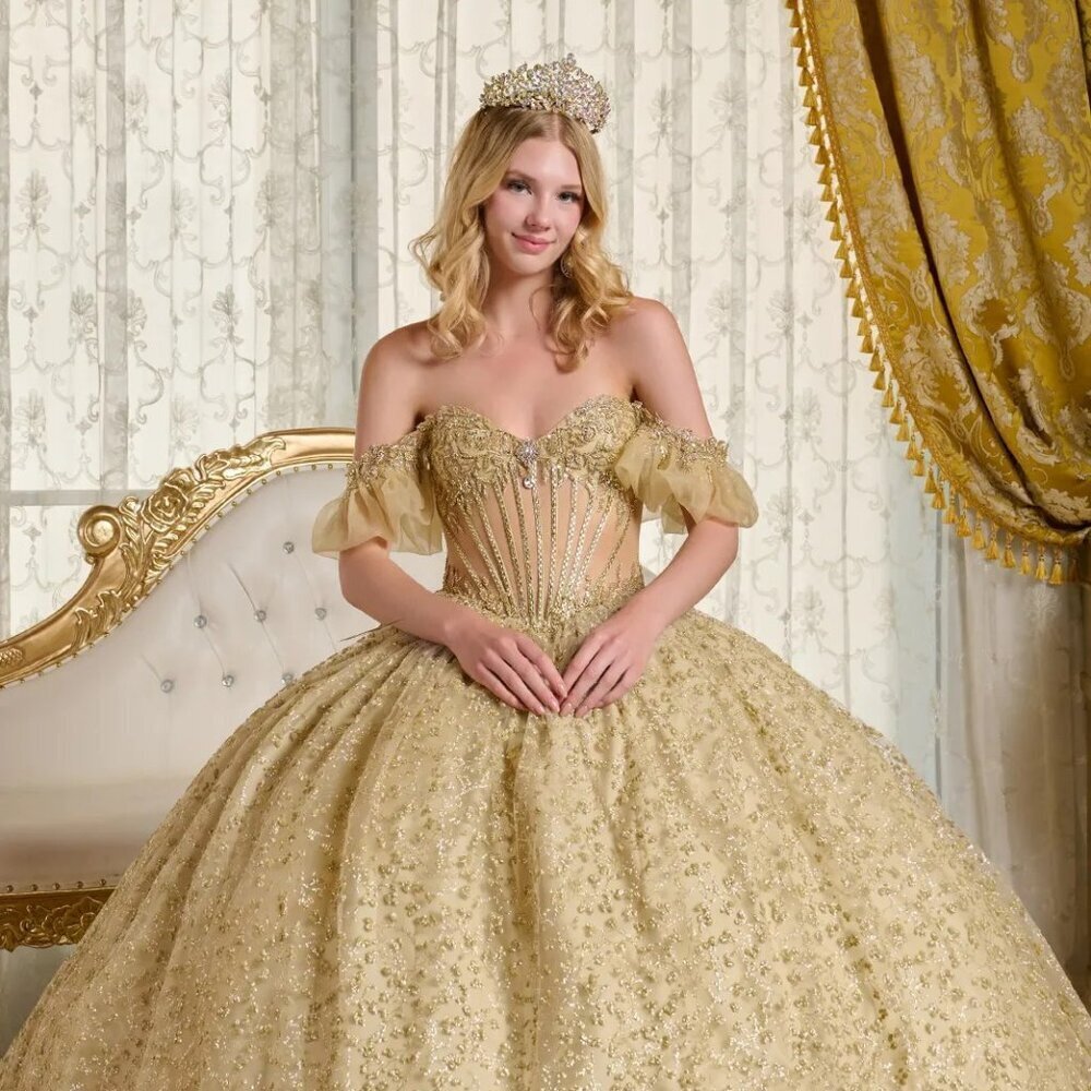 New Off Shoulder Tulle Long Gown w/ Rhinestones Embroidery & Lace Up Back GL3632
